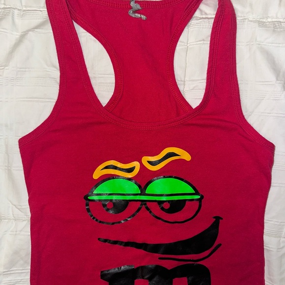M&M Motif Red Tank Top with Graphic Design - Picture 3 of 8